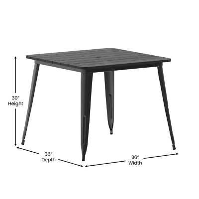 Image showing  36 in. SQ Commercial Poly Resin Restaurant Table with Umbrella Hole