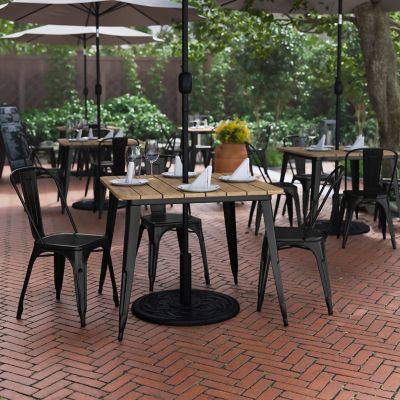 Flash Furniture 36 in. SQ Commercial Poly Resin Restaurant Table with Umbrella Hole