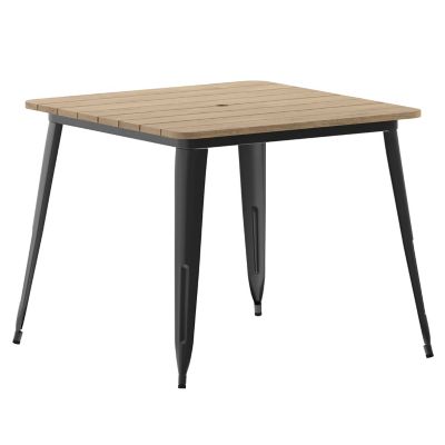 Image showing  36 in. SQ Commercial Poly Resin Restaurant Table with Umbrella Hole