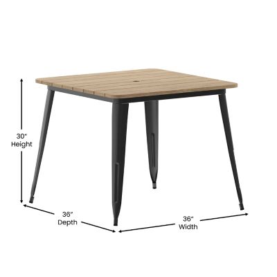 Image showing  36 in. SQ Commercial Poly Resin Restaurant Table with Umbrella Hole