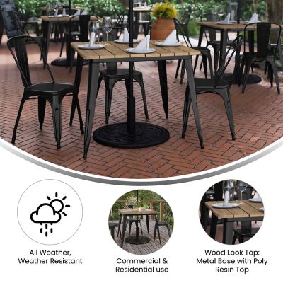 Image showing  36 in. SQ Commercial Poly Resin Restaurant Table with Umbrella Hole