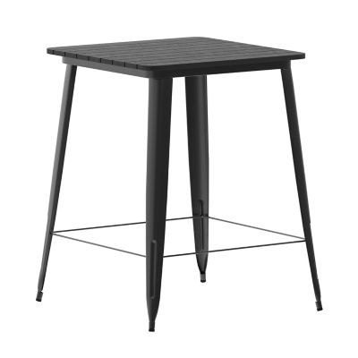 Image showing  Declan Commercial Indoor/Outdoor Bar Top Table, 31.5 in. Square All Weather Poly Resin Top with Steel base
