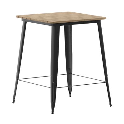 Image showing  Declan Commercial Indoor/Outdoor Bar Top Table, 31.5 in. Square All Weather Poly Resin Top with Steel base