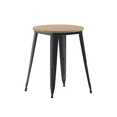 Image showing  Declan Commercial Grade Indoor/Outdoor Dining Table, 23.75 in. Round All Weather Poly Resin Top with Steel Base