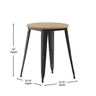Image showing  Declan Commercial Grade Indoor/Outdoor Dining Table, 23.75 in. Round All Weather Poly Resin Top with Steel Base