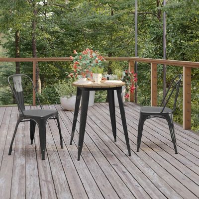 Image showing  Declan Commercial Grade Indoor/Outdoor Dining Table, 23.75 in. Round All Weather Poly Resin Top with Steel Base