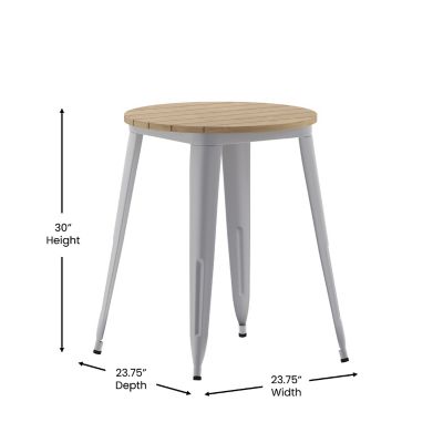 Image showing  Declan Commercial Grade Indoor/Outdoor Dining Table, 23.75 in. Round All Weather Poly Resin Top with Steel Base