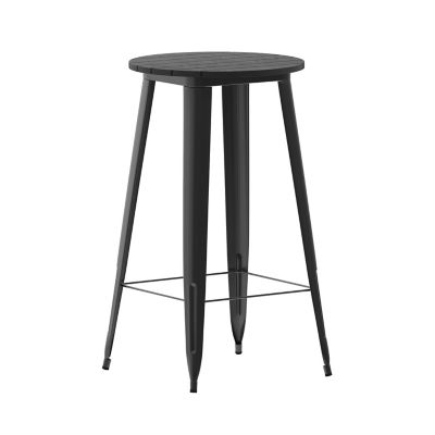 Image showing  Declan Commercial Indoor/Outdoor All-Weather Poly Resin Round Bar Top Table with Steel Base, 23.75 in.