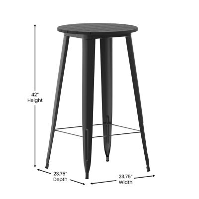 Image showing  Declan Commercial Indoor/Outdoor All-Weather Poly Resin Round Bar Top Table with Steel Base, 23.75 in.