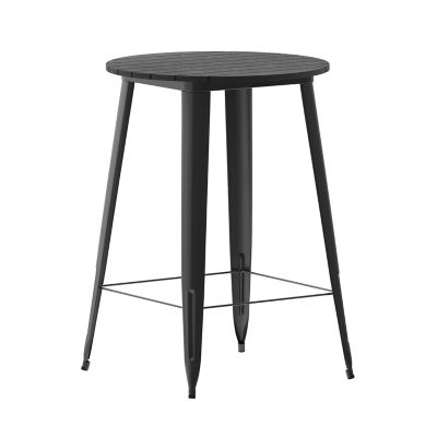 Image showing  Declan Commercial Indoor/Outdoor Bar Top Table, 30 in. Round All Weather Poly Resin Top with Steel base