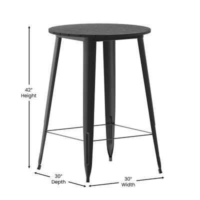 Image showing  Declan Commercial Indoor/Outdoor Bar Top Table, 30 in. Round All Weather Poly Resin Top with Steel base