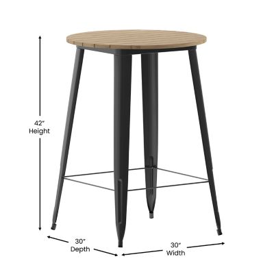 Image showing 3 th Flash Furniture Declan Commercial Indoor/Outdoor Bar Top Table, 30 in. Round All Weather Poly Resin Top with Steel base