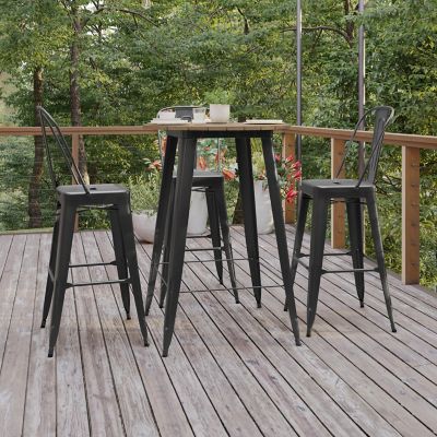 Image showing 4 th Flash Furniture Declan Commercial Indoor/Outdoor Bar Top Table, 30 in. Round All Weather Poly Resin Top with Steel base