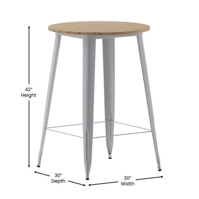 Image showing  Declan Commercial Indoor/Outdoor Bar Top Table, 30 in. Round All Weather Poly Resin Top with Steel base