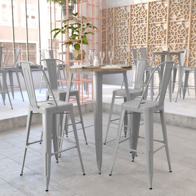 Image showing 5 th Flash Furniture Declan Commercial Indoor/Outdoor Bar Top Table, 30 in. Round All Weather Poly Resin Top with Steel base