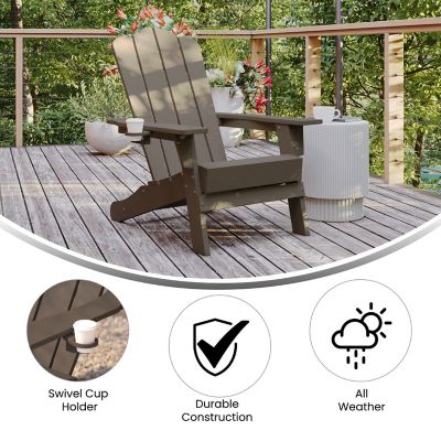 Image showing  Newport Adirondack Chair with Cup Holder, Weather Resistant HDPE Adirondack Chair