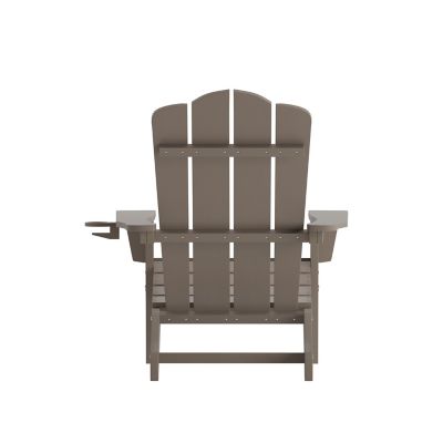 Image showing 6 th Flash Furniture Newport Adirondack Chair with Cup Holder, Weather Resistant HDPE Adirondack Chair