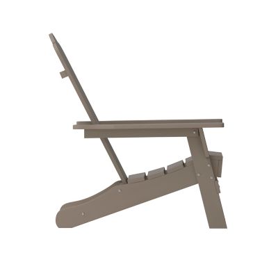 Image showing 7 th Flash Furniture Newport Adirondack Chair with Cup Holder, Weather Resistant HDPE Adirondack Chair