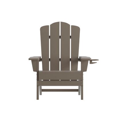 Image showing 8 th Flash Furniture Newport Adirondack Chair with Cup Holder, Weather Resistant HDPE Adirondack Chair