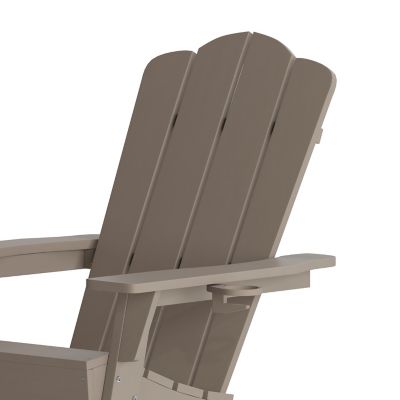 Image showing 9 th Flash Furniture Newport Adirondack Chair with Cup Holder, Weather Resistant HDPE Adirondack Chair