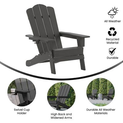 Image showing  Newport Adirondack Chair with Cup Holder, Weather Resistant HDPE Adirondack Chair