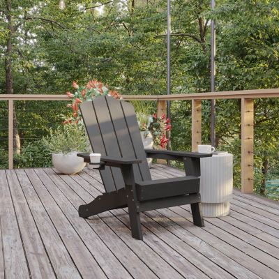 Image showing  Newport Adirondack Chair with Cup Holder, Weather Resistant HDPE Adirondack Chair