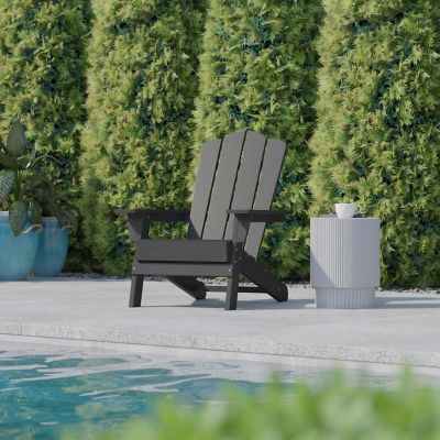 Image showing  Newport Adirondack Chair with Cup Holder, Weather Resistant HDPE Adirondack Chair