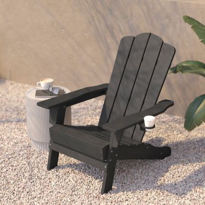 Image showing  Newport Adirondack Chair with Cup Holder, Weather Resistant HDPE Adirondack Chair