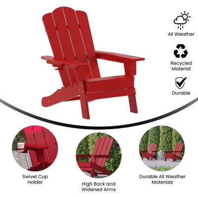 Image showing  Newport Adirondack Chair with Cup Holder, Weather Resistant HDPE Adirondack Chair