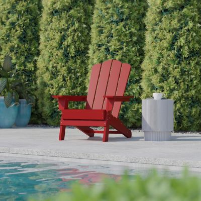 Image showing  Newport Adirondack Chair with Cup Holder, Weather Resistant HDPE Adirondack Chair