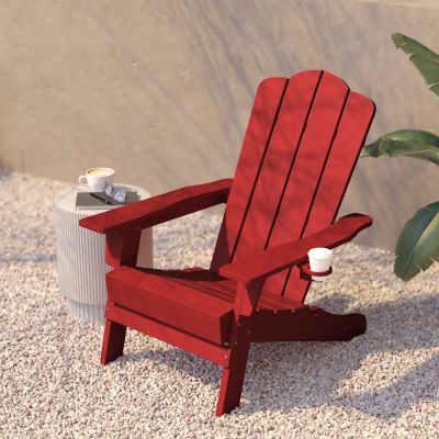 Image showing  Newport Adirondack Chair with Cup Holder, Weather Resistant HDPE Adirondack Chair