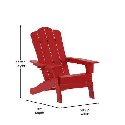 Image showing 5 th Flash Furniture Newport Adirondack Chair with Cup Holder, Weather Resistant HDPE Adirondack Chair