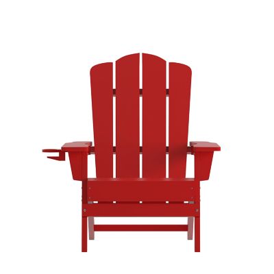 Image showing 8 th Flash Furniture Newport Adirondack Chair with Cup Holder, Weather Resistant HDPE Adirondack Chair
