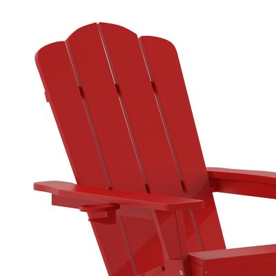 Image showing 9 th Flash Furniture Newport Adirondack Chair with Cup Holder, Weather Resistant HDPE Adirondack Chair