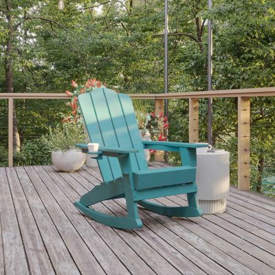 Image showing  Newport HDPE Adirondack Chair with Cup Holder and Pull Out Ottoman, All-Weather HDPE Indoor/Outdoor Chair