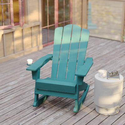 Image showing  Newport HDPE Adirondack Chair with Cup Holder and Pull Out Ottoman, All-Weather HDPE Indoor/Outdoor Chair