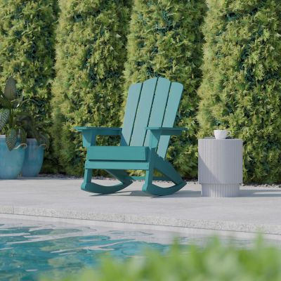 Image showing  Newport HDPE Adirondack Chair with Cup Holder and Pull Out Ottoman, All-Weather HDPE Indoor/Outdoor Chair