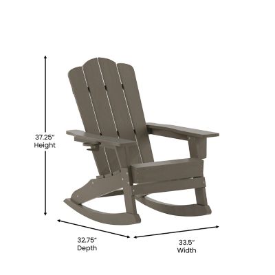 Image showing 3 th Flash Furniture Newport HDPE Adirondack Chair with Cup Holder and Pull Out Ottoman, All-Weather HDPE Indoor/Outdoor Chair