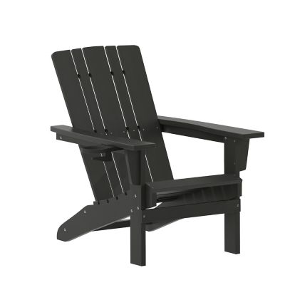 Image showing  Halifax Adirondack Chair with Cup Holder, Weather Resistant HDPE Adirondack Chair