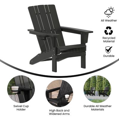 Image showing  Halifax Adirondack Chair with Cup Holder, Weather Resistant HDPE Adirondack Chair