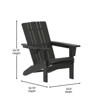 Image showing  Halifax Adirondack Chair with Cup Holder, Weather Resistant HDPE Adirondack Chair