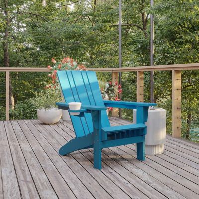 Flash Furniture Halifax Adirondack Chair with Cup Holder, Weather Resistant HDPE Adirondack Chair