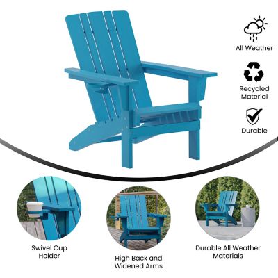 Image showing  Halifax Adirondack Chair with Cup Holder, Weather Resistant HDPE Adirondack Chair