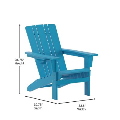 Image showing  Halifax Adirondack Chair with Cup Holder, Weather Resistant HDPE Adirondack Chair