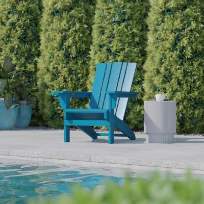 Image showing  Halifax Adirondack Chair with Cup Holder, Weather Resistant HDPE Adirondack Chair