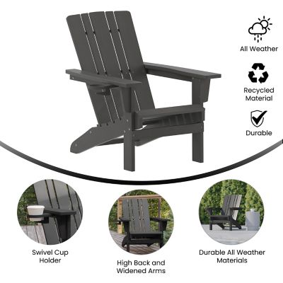 Image showing  Halifax Adirondack Chair with Cup Holder, Weather Resistant HDPE Adirondack Chair
