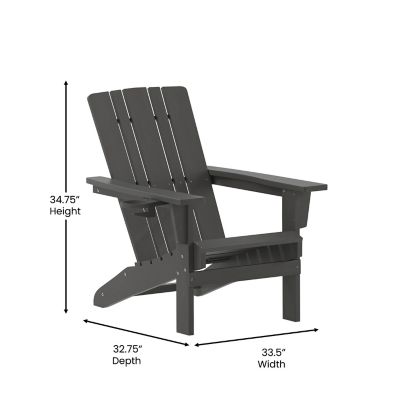 Image showing  Halifax Adirondack Chair with Cup Holder, Weather Resistant HDPE Adirondack Chair