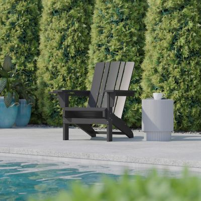 Image showing  Halifax Adirondack Chair with Cup Holder, Weather Resistant HDPE Adirondack Chair