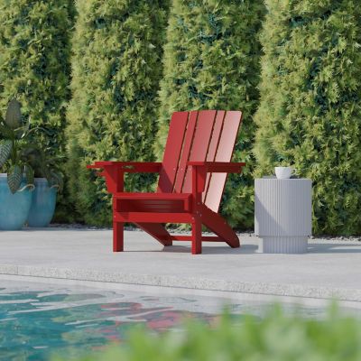 Image showing  Halifax Adirondack Chair with Cup Holder, Weather Resistant HDPE Adirondack Chair