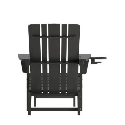 Image showing 6 th Flash Furniture Halifax HDPE Adirondack Chair with Cup Holder and Pull Out Ottoman, All-Weather HDPE Indoor/Outdoor Lounge Chair